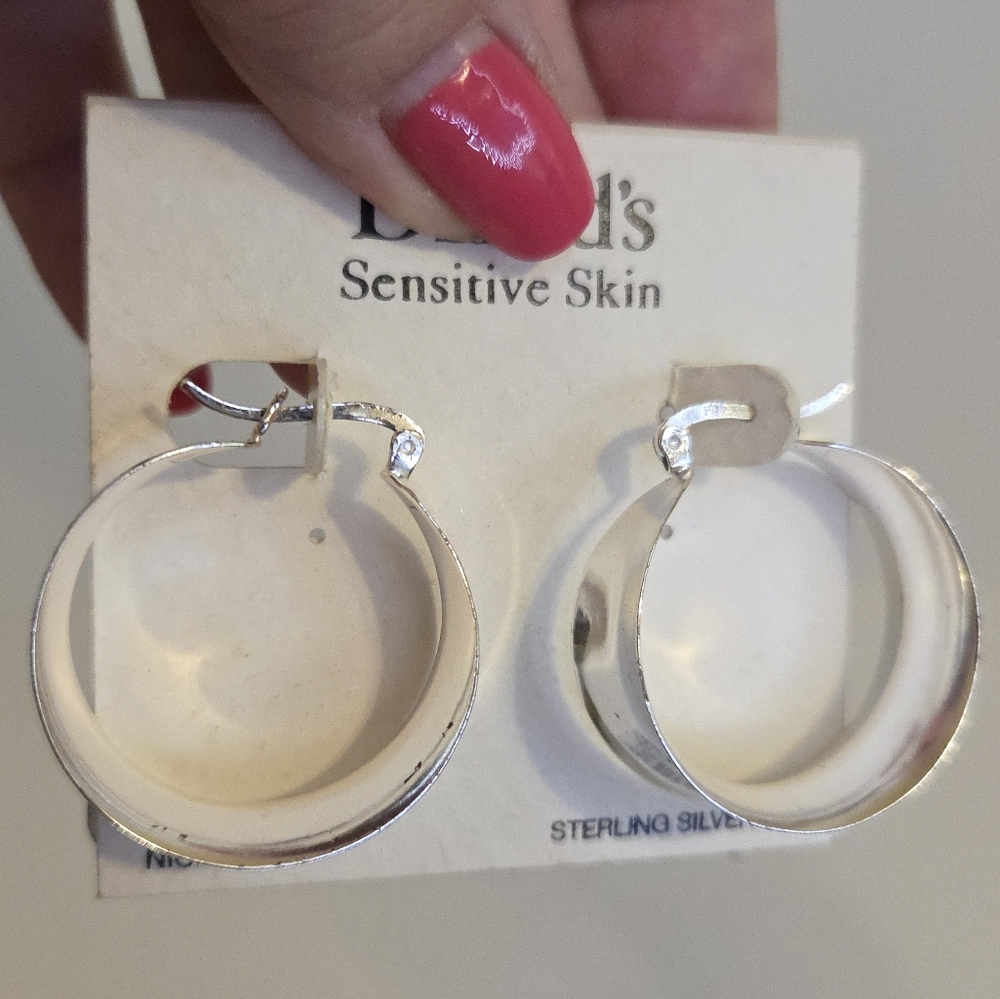 Dillard's Silver Hoop Fashion Earrings Sensitive Skin NEW